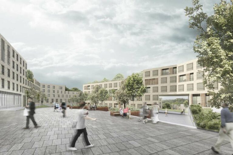 Suebelfeld district with multi-family and single-family dwellings and administrative buildings