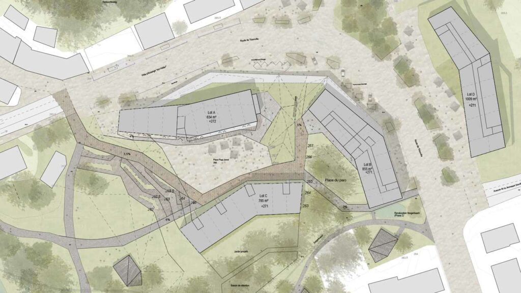 Plan du nouveau centre Hesperange projet d'urbanisme
