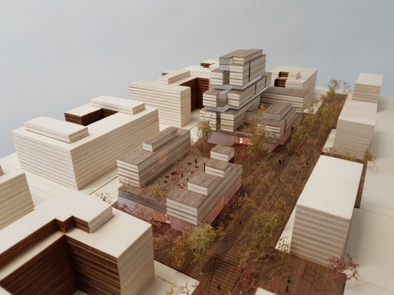 Modell des Cradle-to-Cradle-Hotels auf dem Kirchberg in Luxemburg