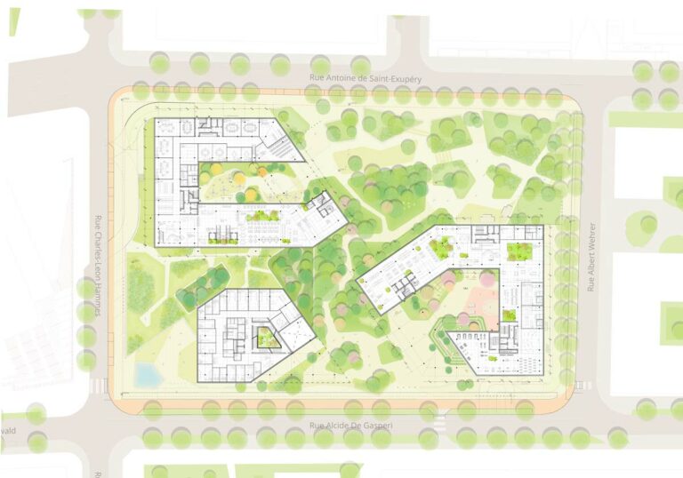 Plan of the office complex inserted in the European district in Kirchberg