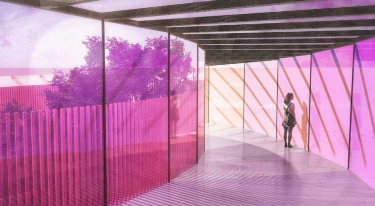 Pavillon luxembourgeois pour l'expo 2025 à Osaka patio intérieur