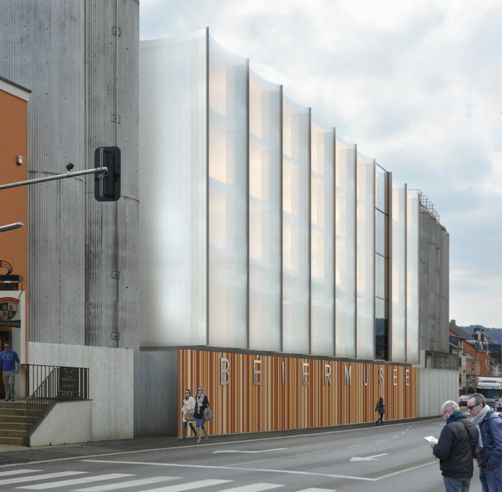 Building of the National Brewery Museum with a polycarbonate façade